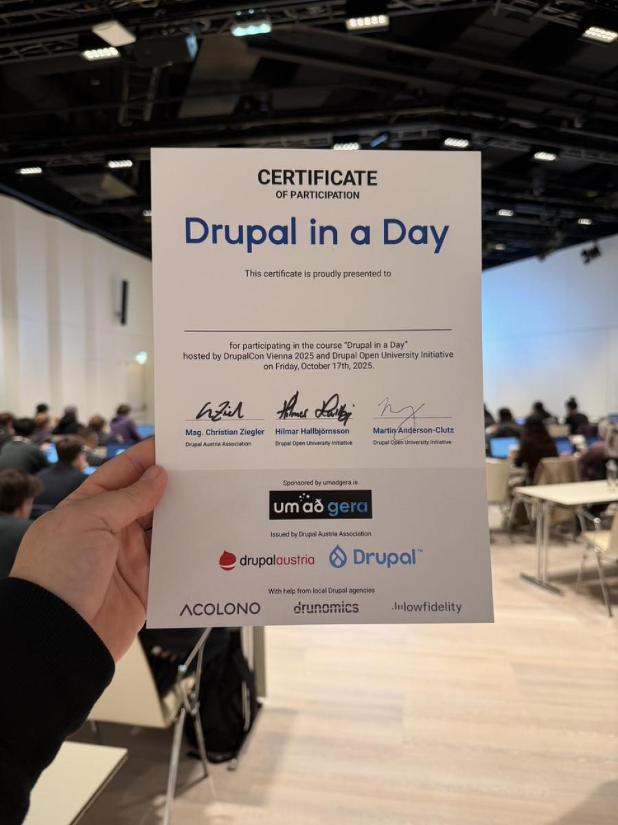 Drupal in a day certificate
