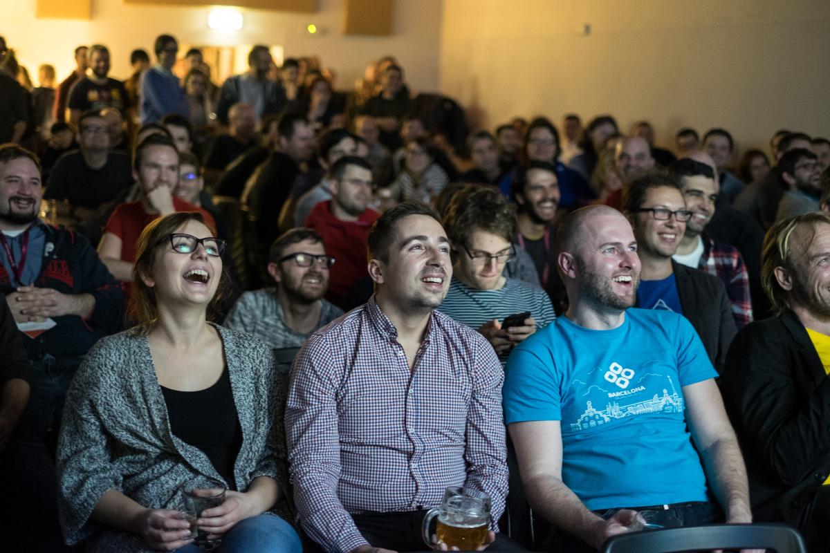 Crowd Watching Drupal Cinema Zapping at Drupal Ironcamp