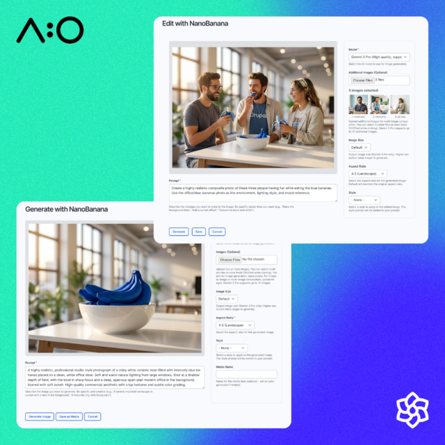 Übersicht über Nano Banana Integration in Drupal mit A:O Logo