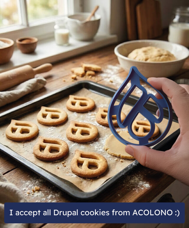 drupal cookie cutter in front of some drupal cookies